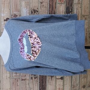 Torrid Sequin Lips Off Shoulder Grey Sweatshirt 0